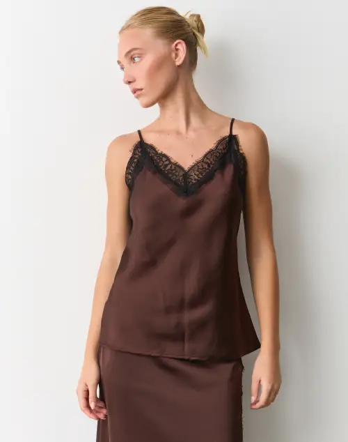 Lace Trim Satin Cami
