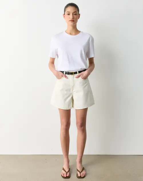 High Rise A Line Denim Short