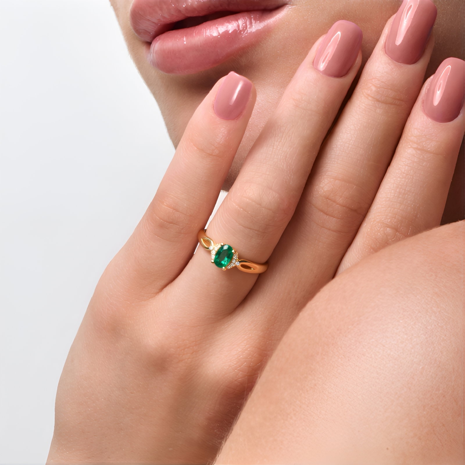 Zilveren Ring met Roségouden Plating en Witte Cambodjaanse Zirkonen – 0,16 ct Geometrisch