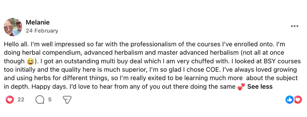 Herbalism testimonial 2
