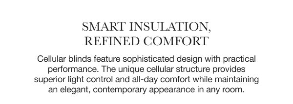 Smart Insulation, Refined Comfort | Cellular blinds feature sophisticated design with practical performance. The unique cellular structure provides superior light control and all-day comfort while maintaining an elegant, contemporary appearance in any room. 