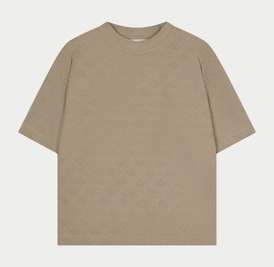 TOWELLING JACQUARD EMBLEM T-SHIRT