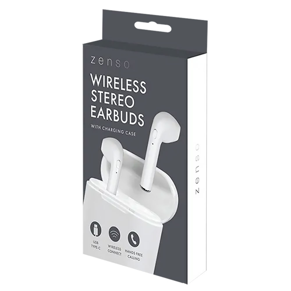 Zenso Wireless Earbuds with Charging Case - White - £8.99 delivered