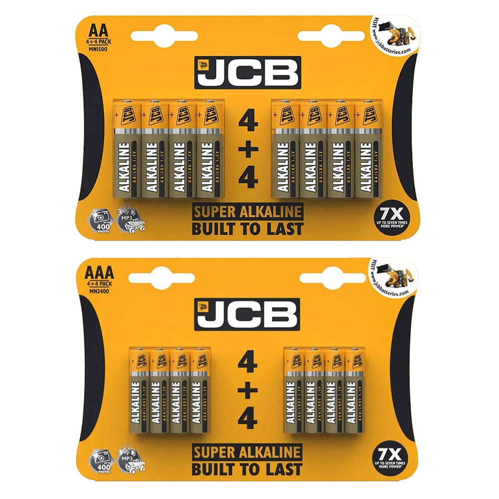 JCB AA / AAA Super Alkaline Batteries - Pack of 4+4 - From £4.69 delivered