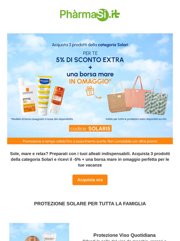 ☀️🛒 -5% sui Solari + Borsa Mare in omaggio con 3 prodotti acquistati