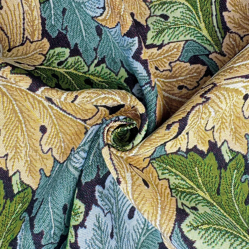 Image of William Morris Acanthus Tapestry Fabric Ebony 140cm