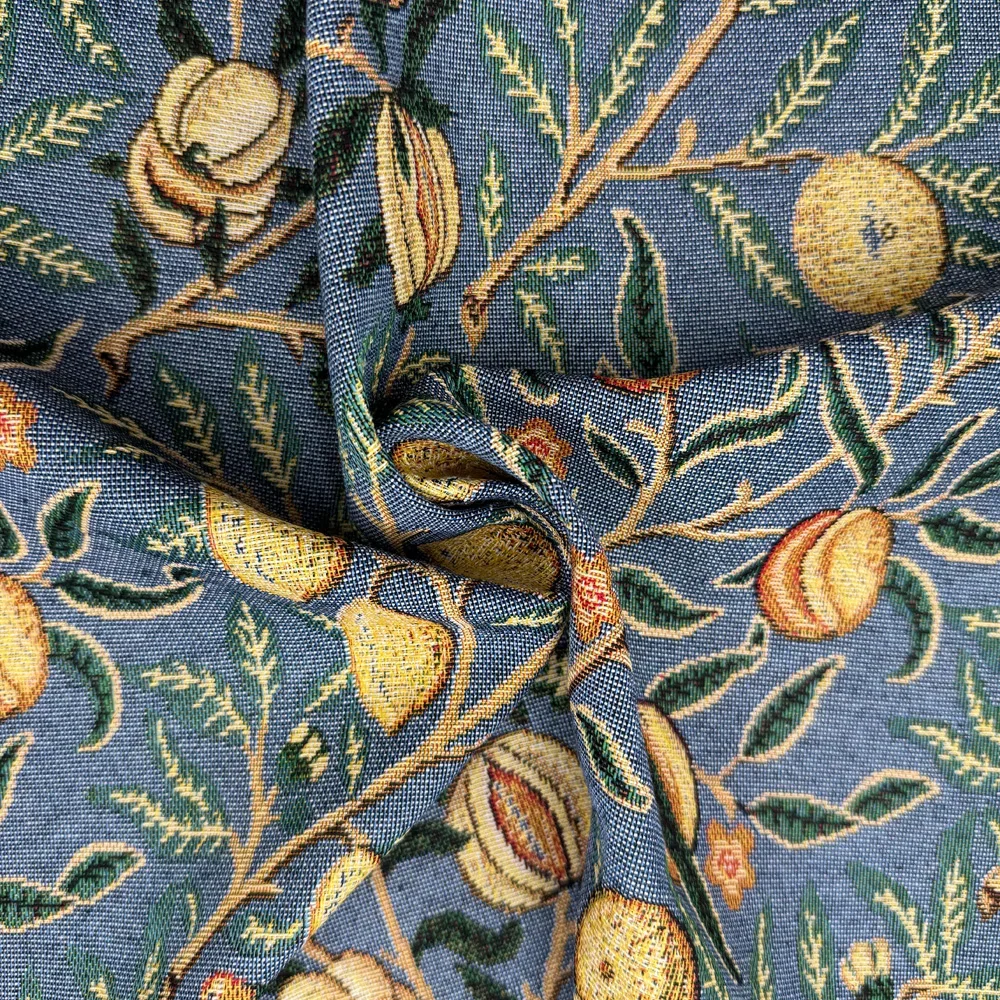 Image of William Morris Pomegranate Tapestry Fabric Blue 140cm
