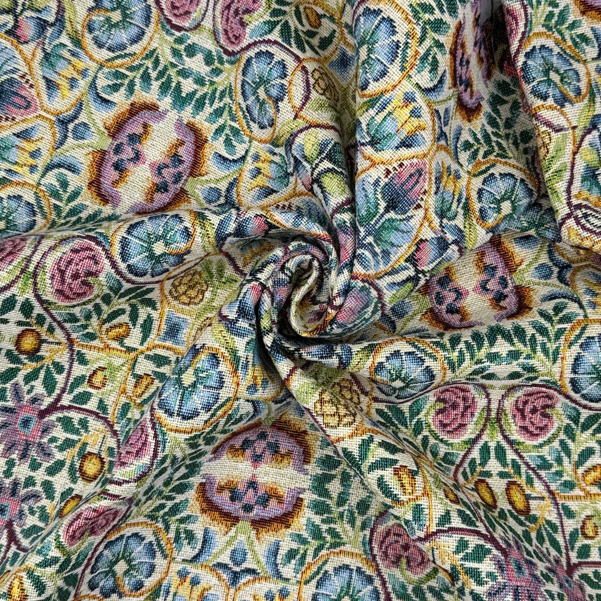 Image of William Morris Rose & Pomegranate Tapestry Fabric Lilac 140cm