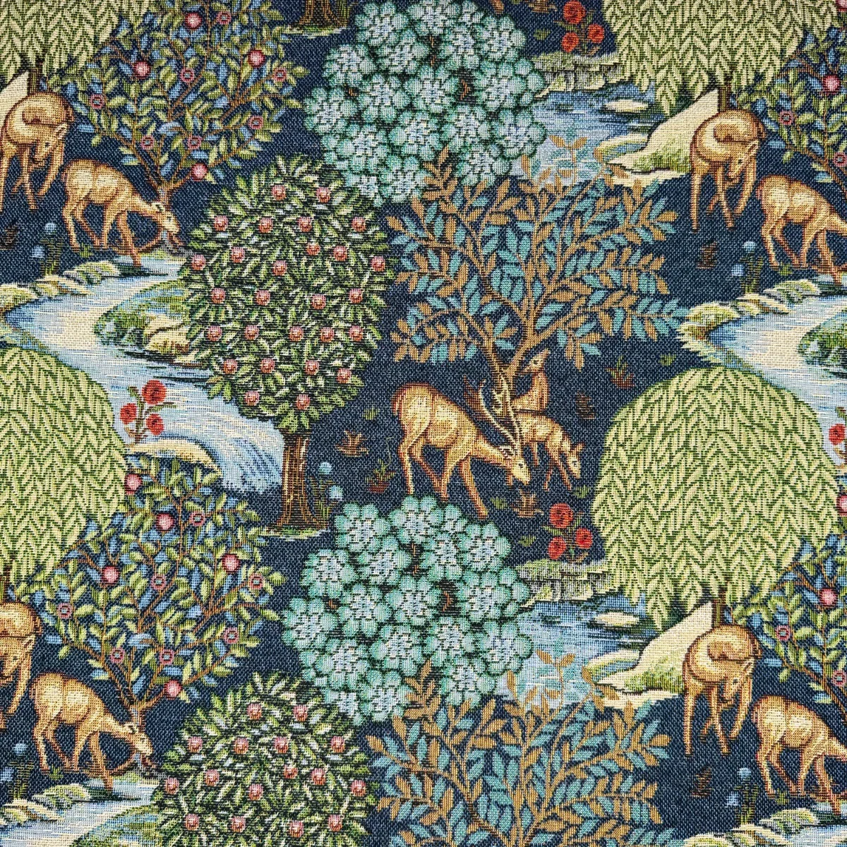 Image of William Morris The Brook Tapestry Fabric Blue 140cm