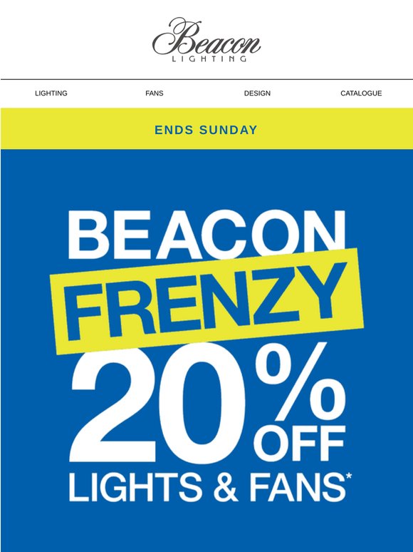20% Off ALL Lights And Fans Ends Soon