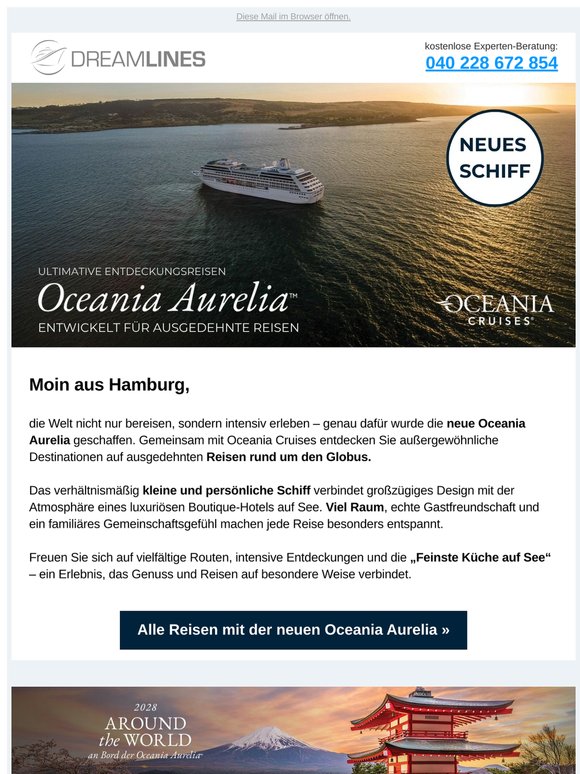 NEU: Oceania Aurelia – Boutique-Luxus auf See