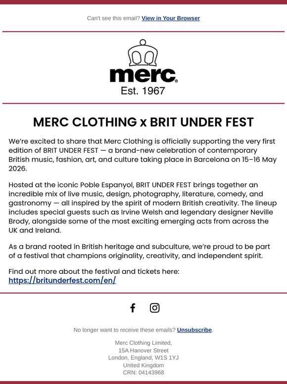 Merc Clothing x BRIT UNDER FEST 2026
