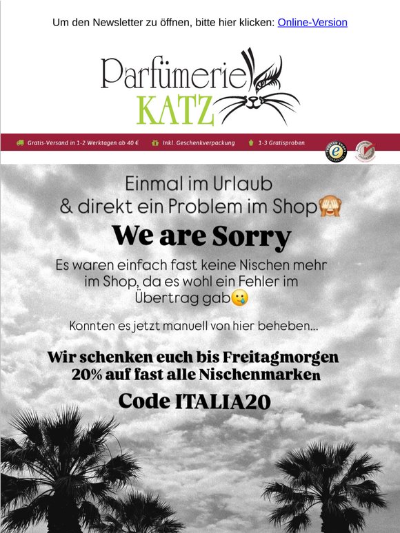 We are sorry - 20% auf Nische
