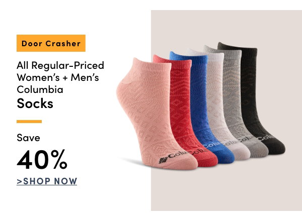Door Crasher All Regular-Priced Women's + Men's Columbia Socks Save 40%