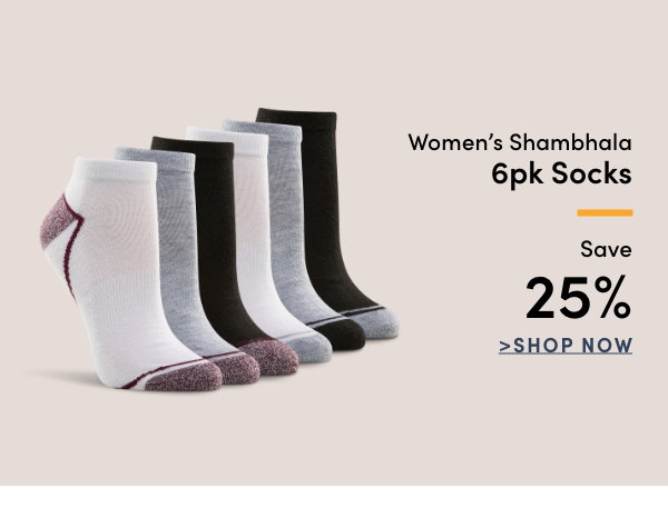 Women's Shambhala 6pk Socks Save 25%