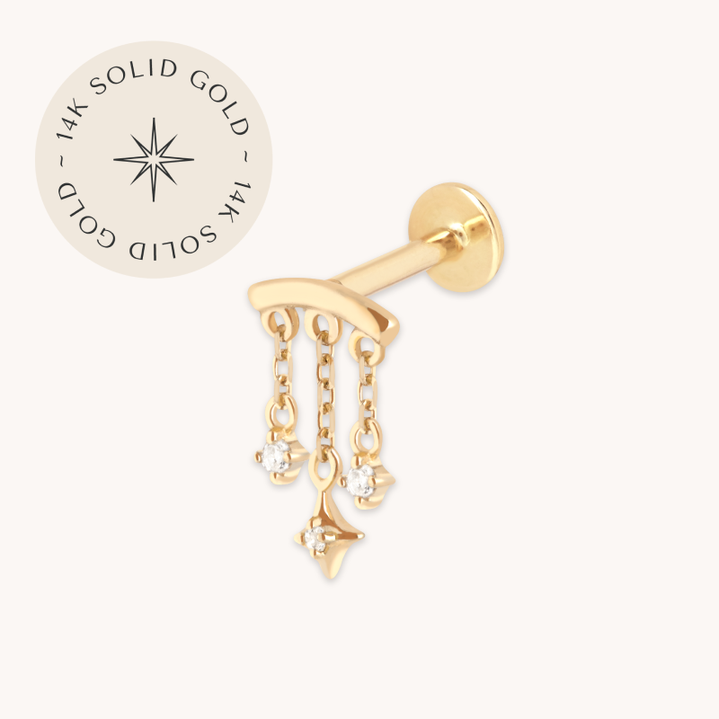 Cosmic Star Multi Charm Hidden Helix in Solid Gold