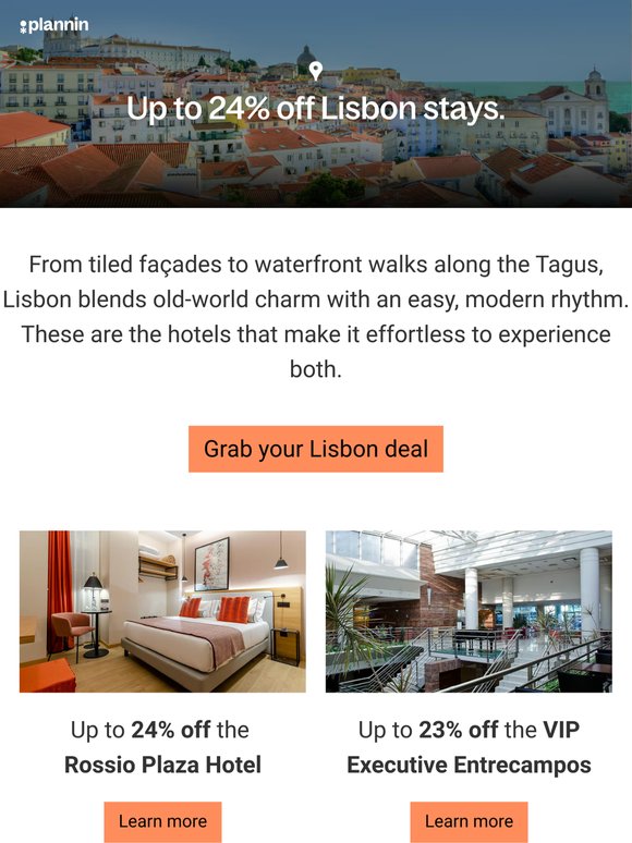 Lisbon: Up to 24% off stays.