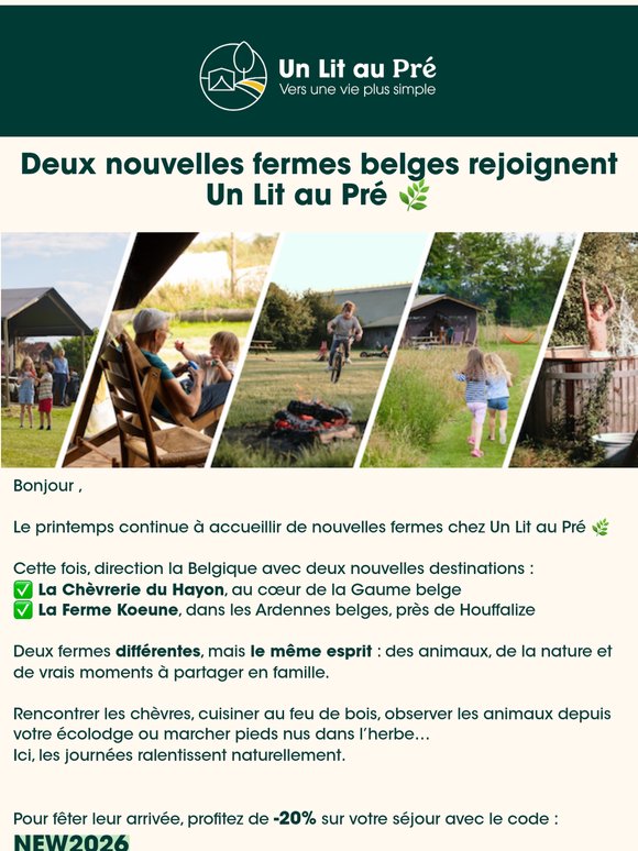 2 nouvelles fermes Un Lit au Pré… et -20% 🌿