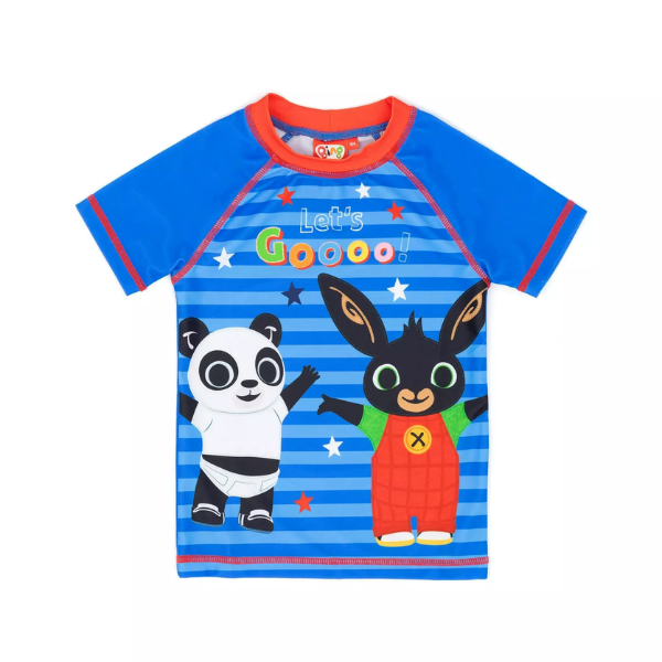 Bing Bunny Boys Blue Character Print & Let'S Go Slogan 1 Piece Surf Suit
