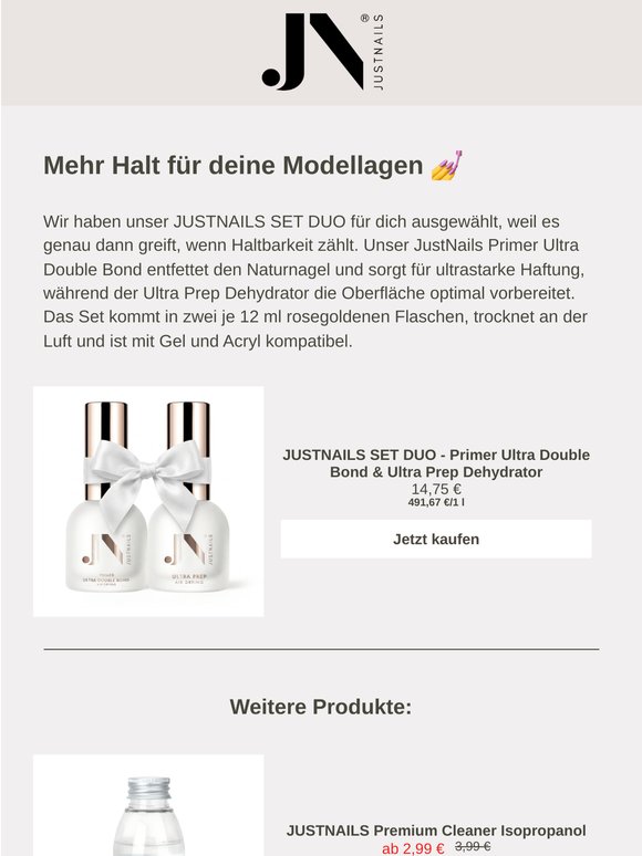 Wir haben unser JUSTNAILS SET DUO für dich ausgesucht – extra starke Haftung ✨