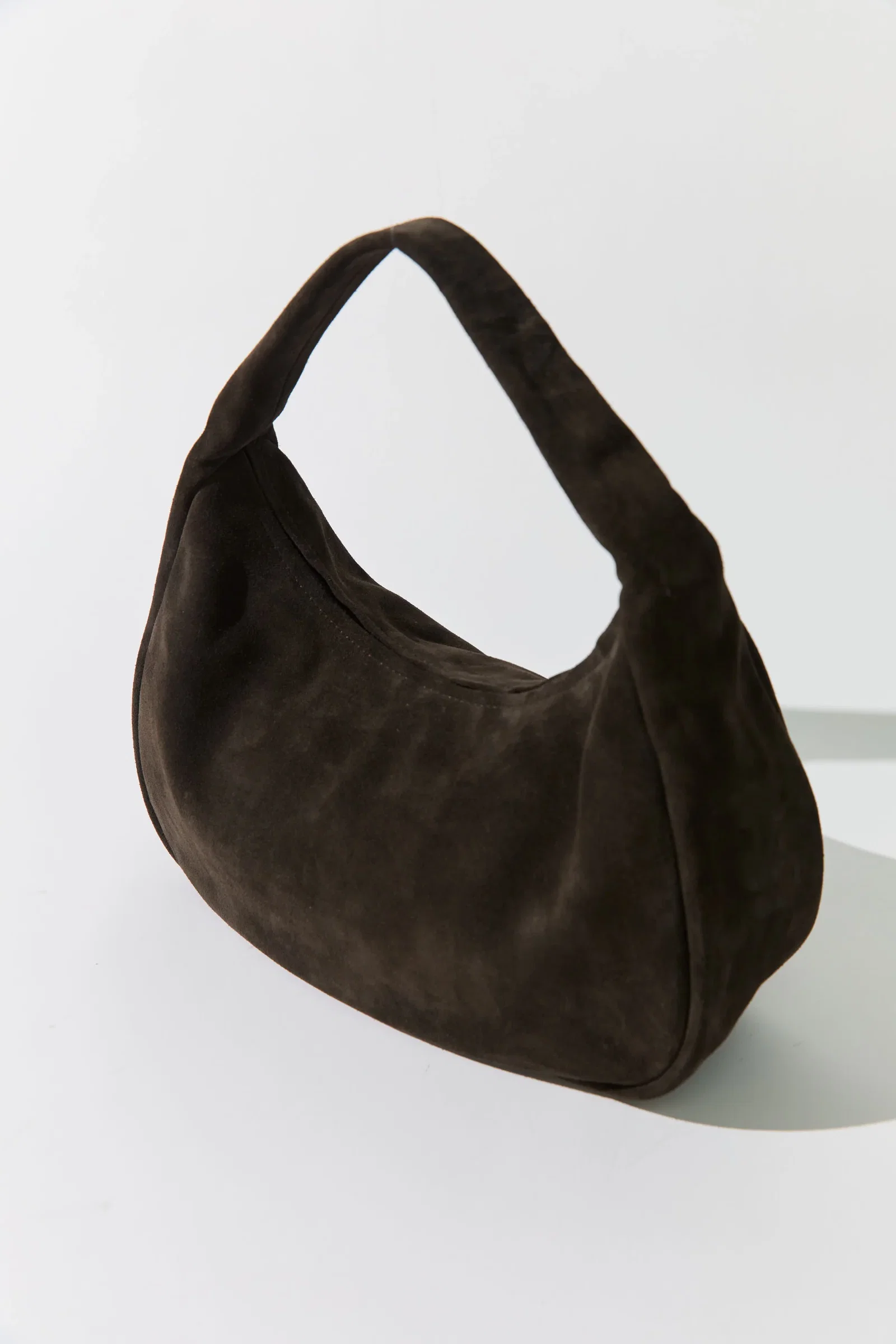 Image of Suede Large Bon Bon Bag - Coffee