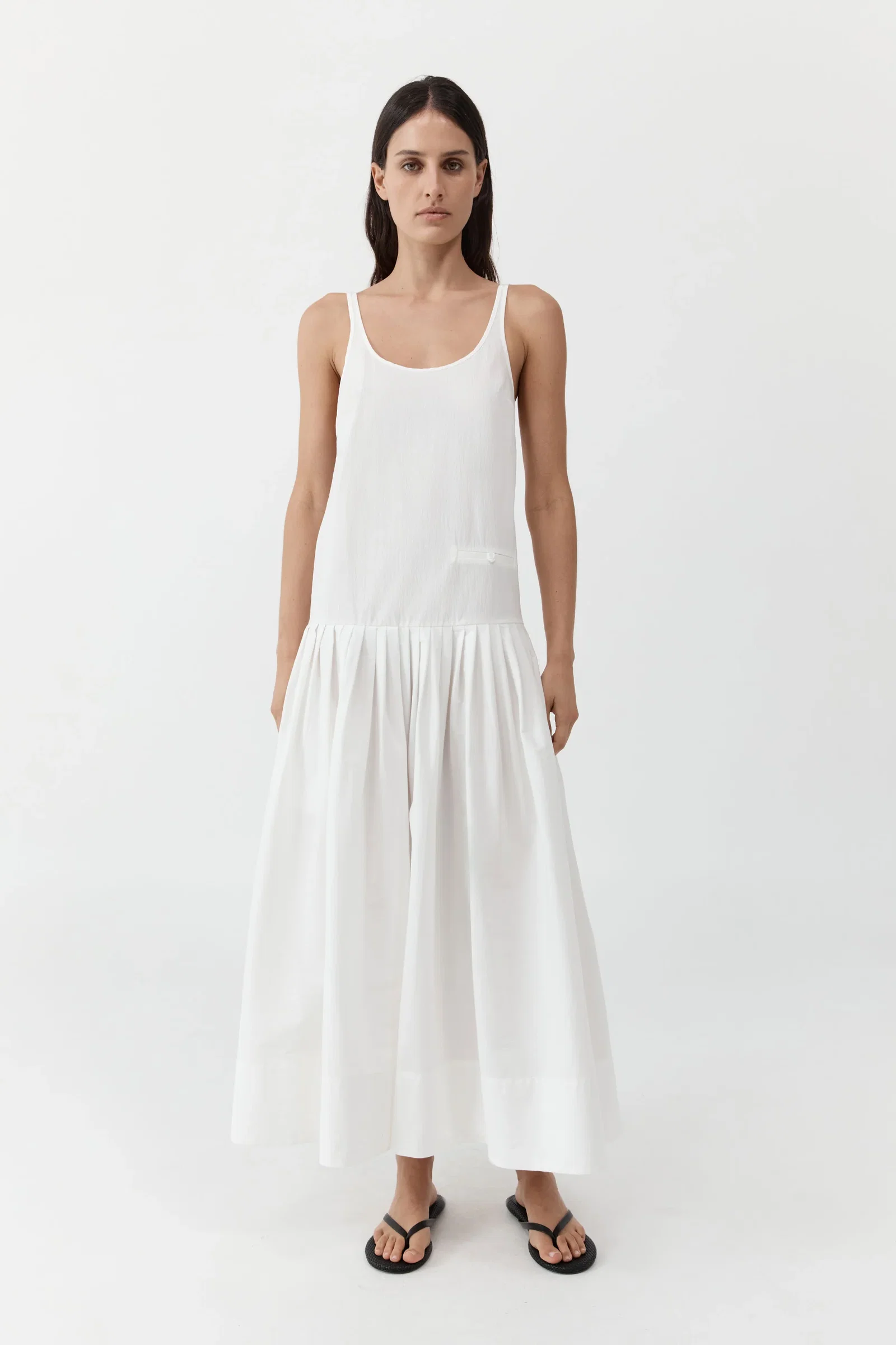 Image of Relaxed Pleat Dress - Off White