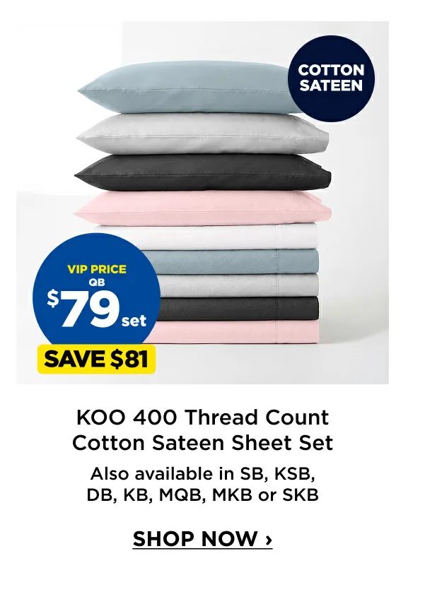 KOO 400 Thread Count Cotton Sateen Sheet Set