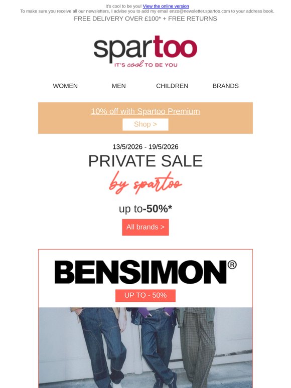 📦 Discover our exlusive offers on Coach, So Size, Timberland, Bensimon and adidas with free delivery