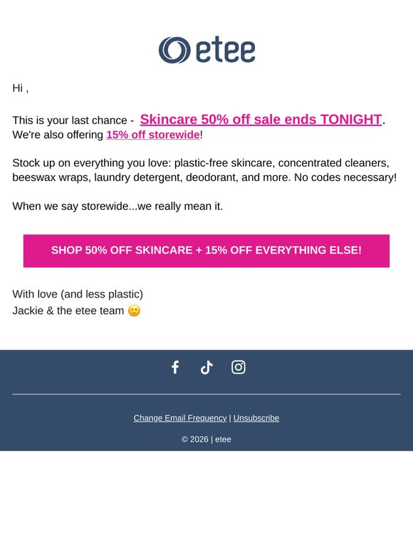 ⏰ Last Call! 50% off skincare!