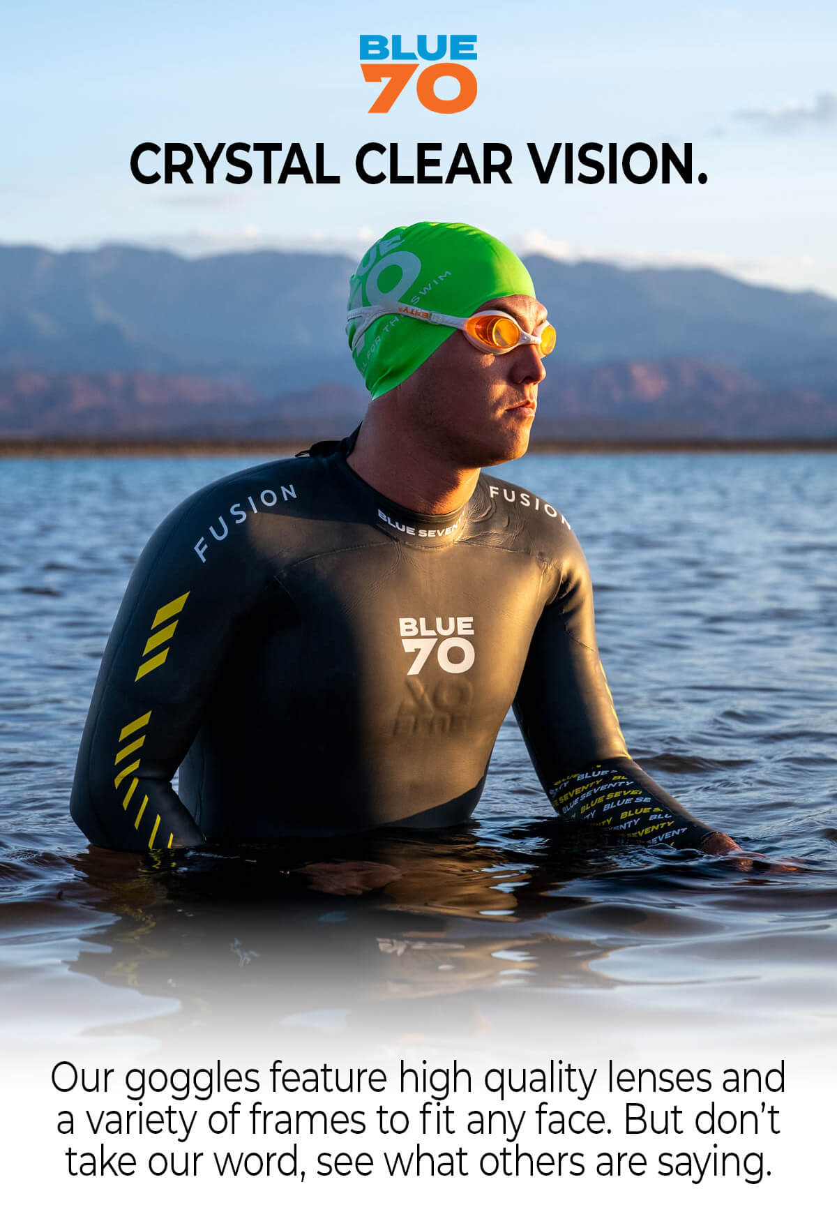 Enjoy crystal clear vision with Blueseventy goggles. 