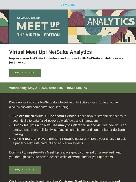 You're Invited: NetSuite Analytics Virtual Meet Up
