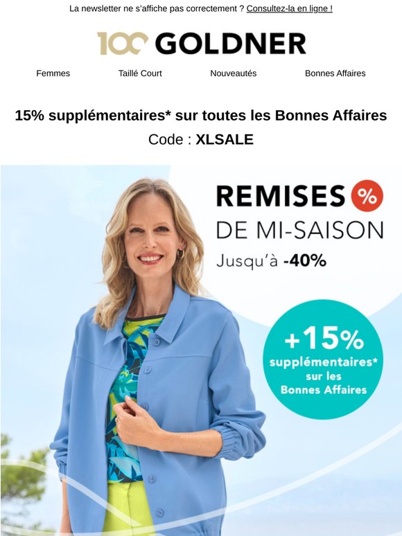 Économisez encore plus : -15% supplémentaires dans les Bonnes Affaires
