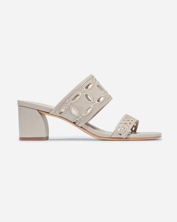 Gemma Mid Heel Sandal Clay Glove Leather