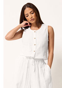 PixieGirl Petite White Cotton Cheesecloth Top