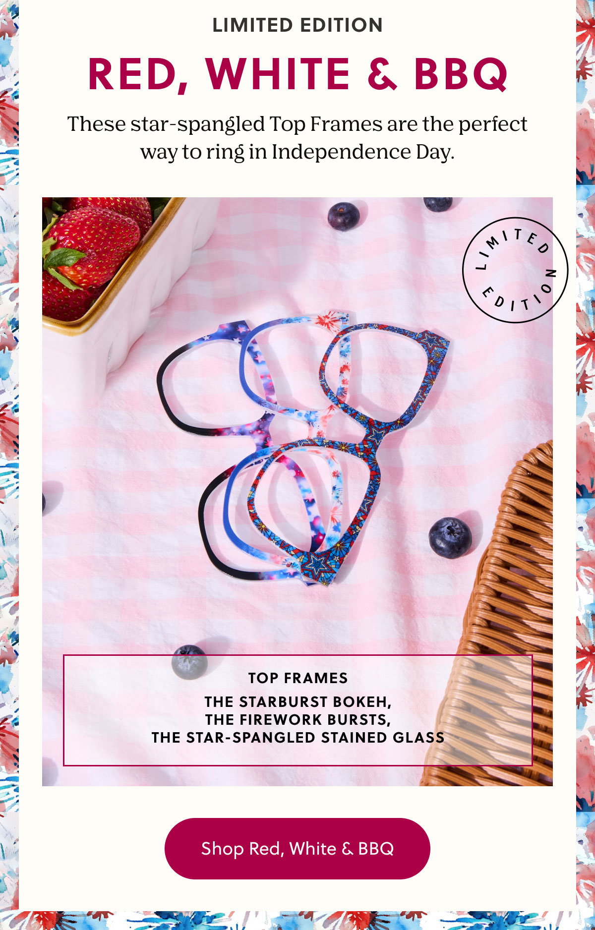 LIMITED EDITION | Red, White & BBQ | These star-spangled Top Frames are the perfect way to fing in Independence Day. | Shop Red, White & BBQ 