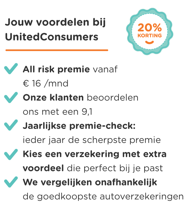Ontdek alle voordelen bij UnitedConsumers. All risk premie vanaf € 16 /mnd.