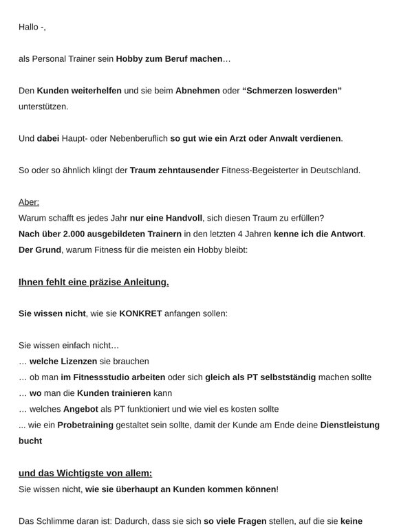 Nebenberuflich 1.000€ - 2.000€ als Personal Trainer? (pro Monat)