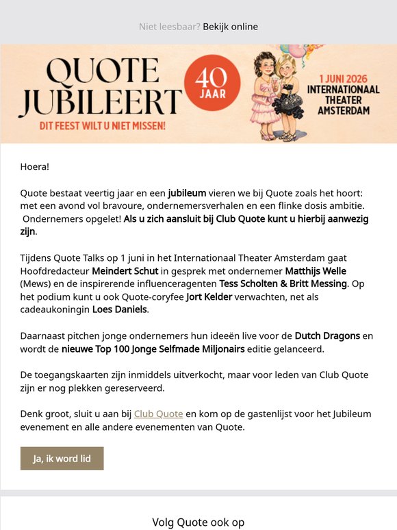 Vier het Quote jubileum met Club Quote