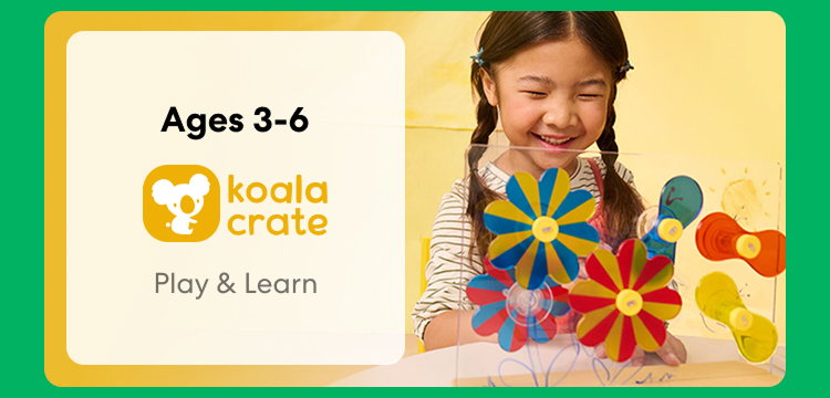 Young child smiling while working on creative KiwiCo Sprout projects, perfect for ages 3–6 for play and learn.
