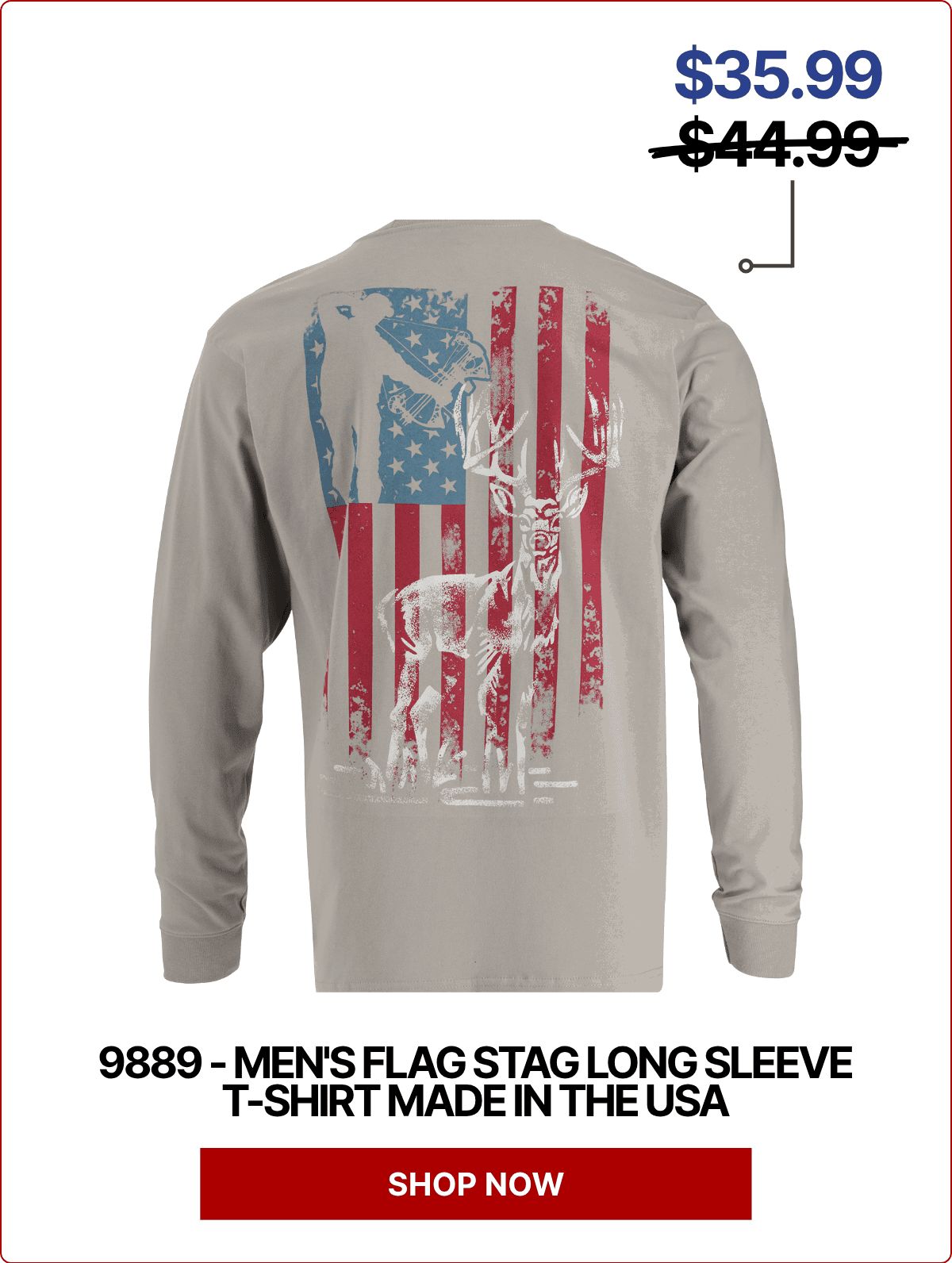 Men's Flag Stag Long Sleeve T-Shirt Made in the USA