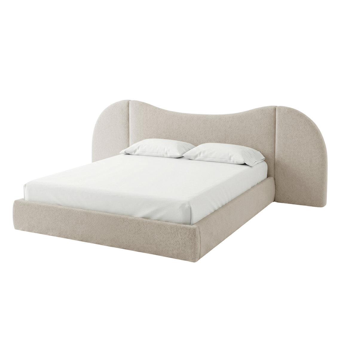 Lila Bouclé Gas Lift Storage Bed Frame