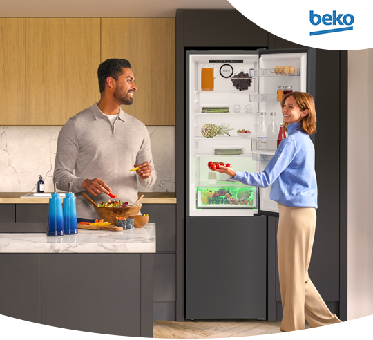Beko fridge freezer in a kitchen