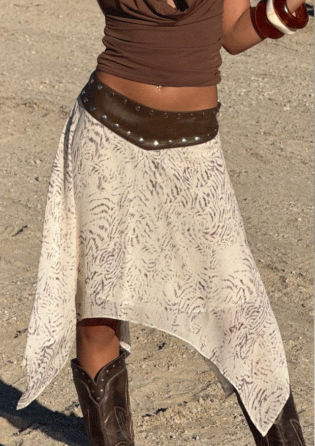 Dark Mirage Asymmetrical Midi Skirt Multi