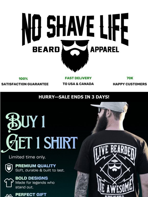 Buy One Get One Free on All NSL T-Shirts In Stock—3-Day Sale!