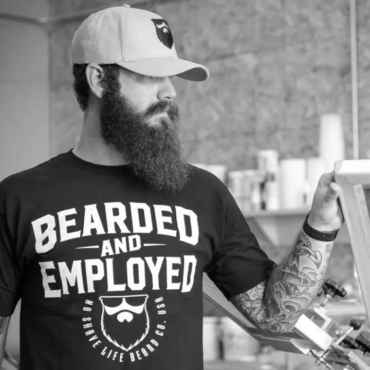 Image of Bearded and Employed Black No Shave Life Men's T-Shirt