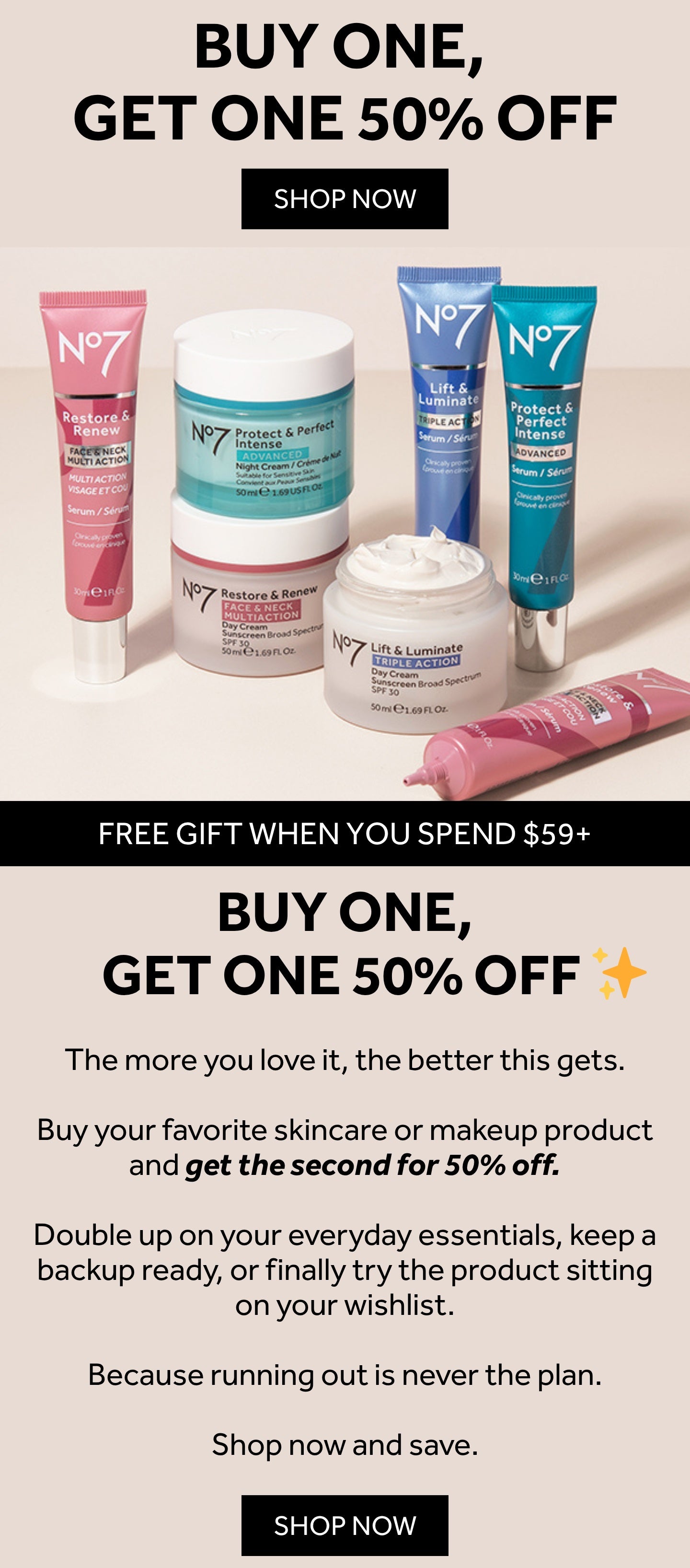 Buy one get one 50% OFF