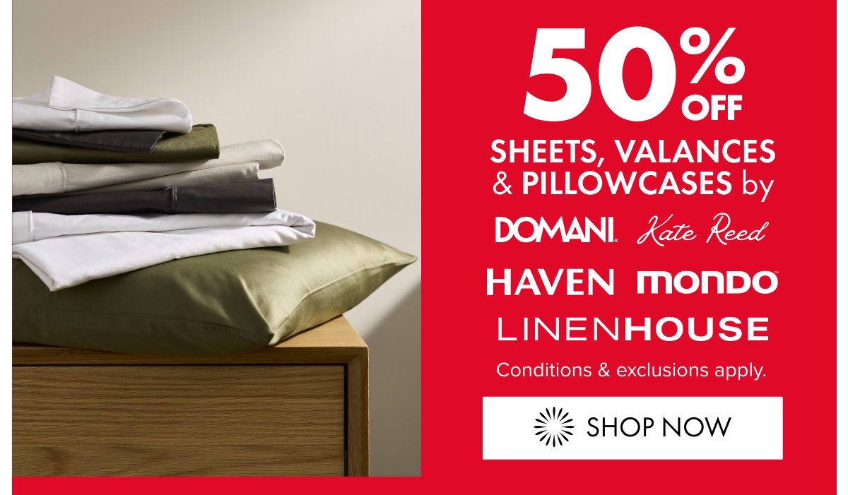 50% OFF Sheets, Valances & Pillowcases by Domani, Kate Reed, Haven, Mondo, Linenhouse