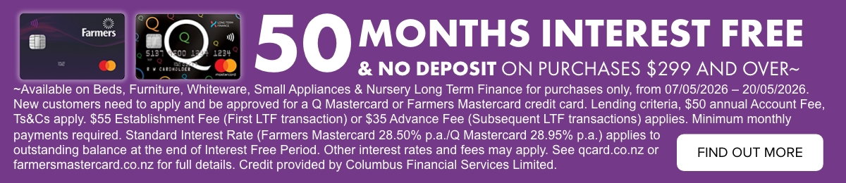 50 months interest free & no deposit on purchases $299 and over~