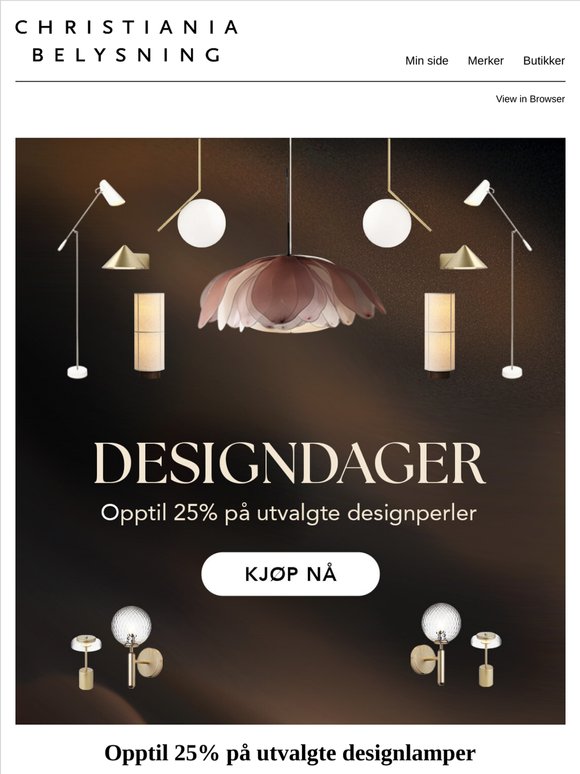 Siste sjanse! Opptil 25% på designlamper🙌