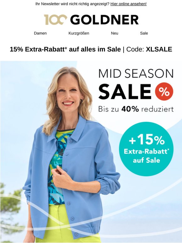 Extra sparen: 15 % Rabatt auf alles im Sale
